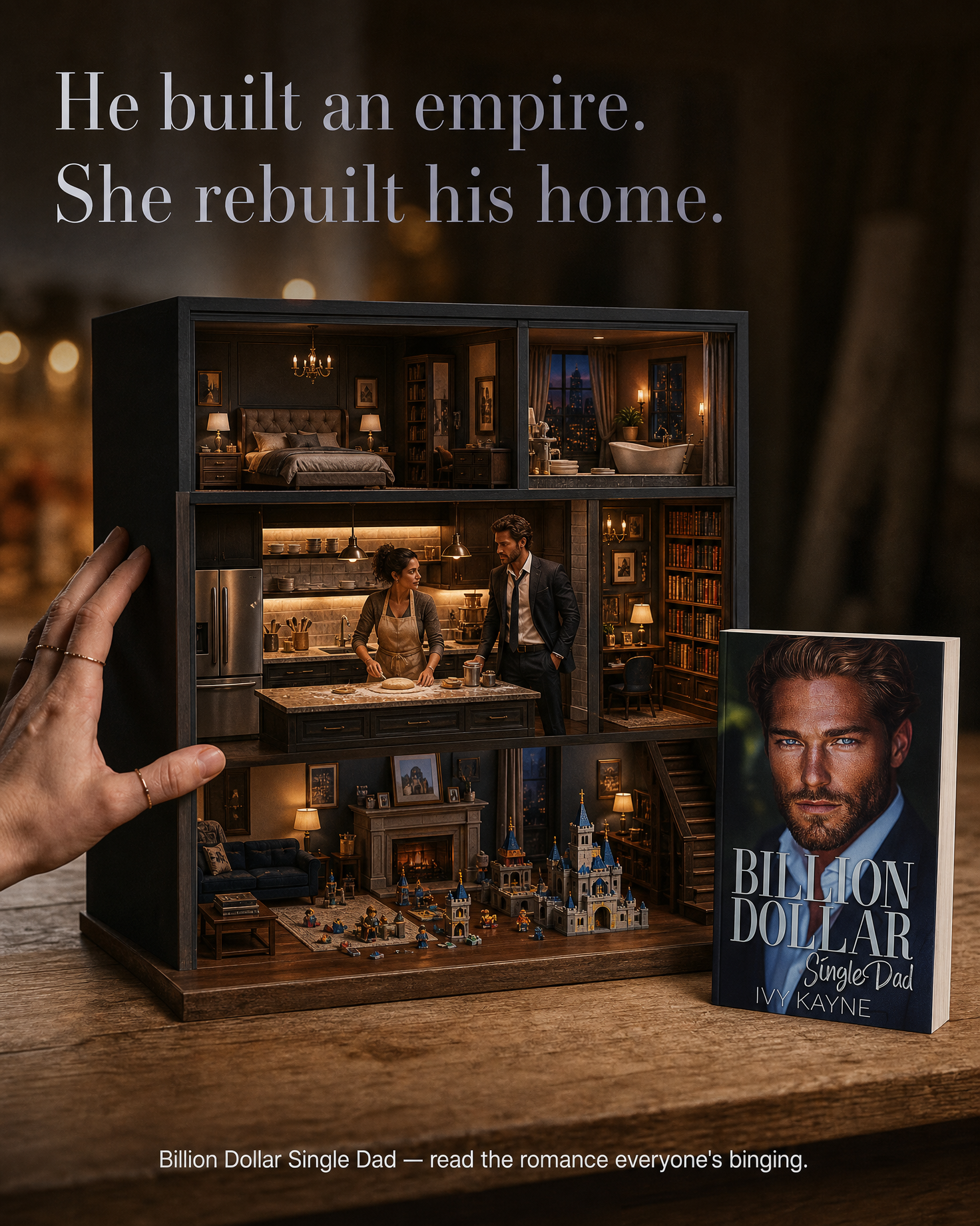 Romance book ad image example — on-book ad still with the book's own characters