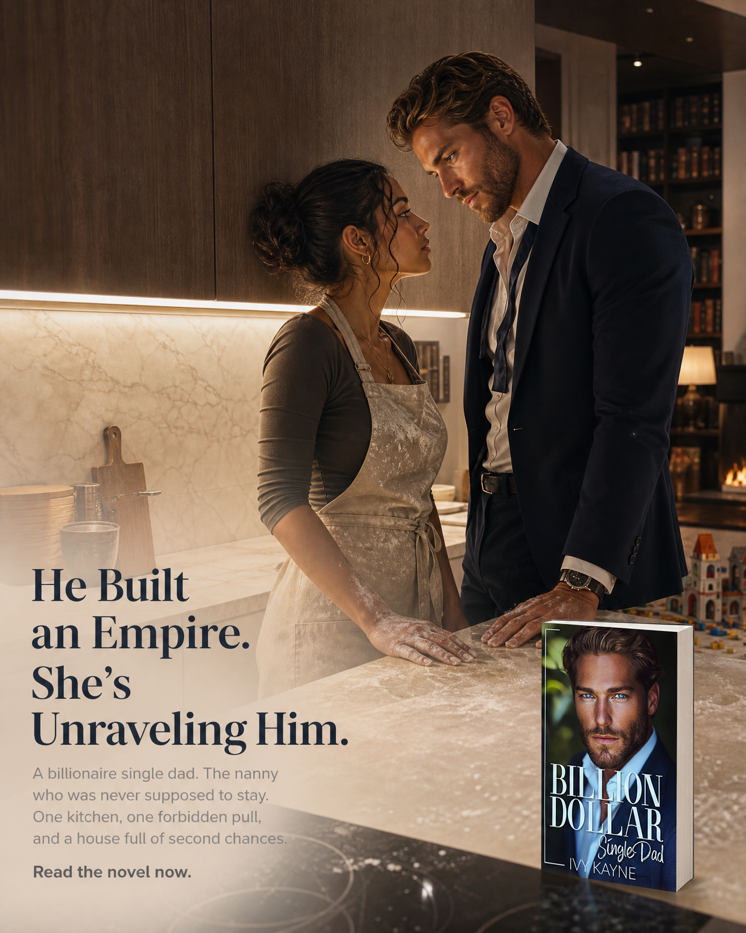 Romance book ad image example — ad still sized for Meta and social feeds